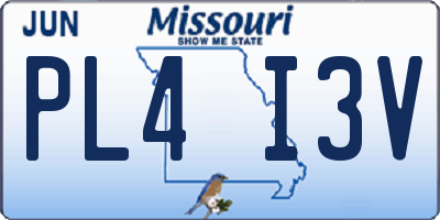 MO license plate PL4I3V