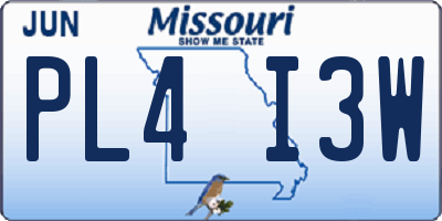 MO license plate PL4I3W