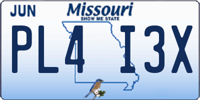MO license plate PL4I3X