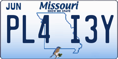 MO license plate PL4I3Y