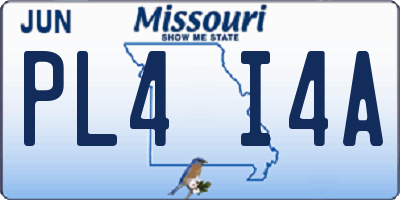 MO license plate PL4I4A