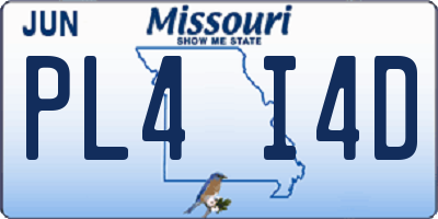 MO license plate PL4I4D