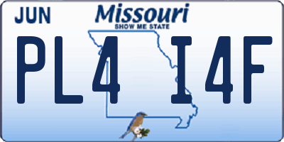 MO license plate PL4I4F