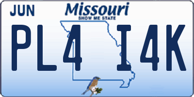 MO license plate PL4I4K