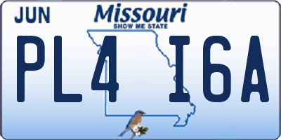 MO license plate PL4I6A