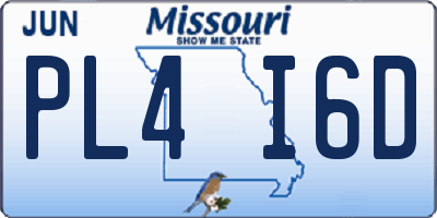 MO license plate PL4I6D