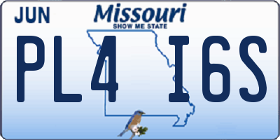 MO license plate PL4I6S