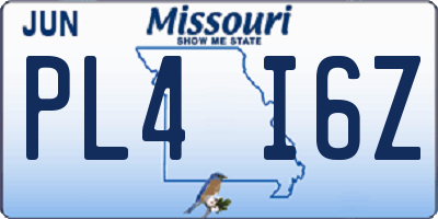 MO license plate PL4I6Z