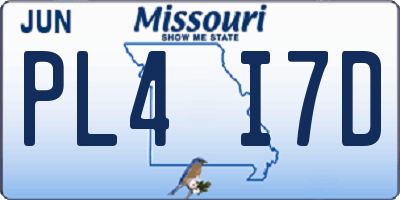 MO license plate PL4I7D