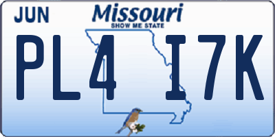 MO license plate PL4I7K