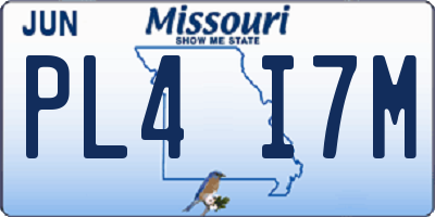 MO license plate PL4I7M