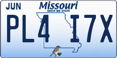 MO license plate PL4I7X