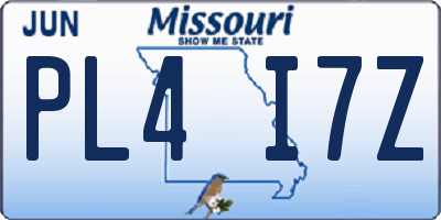 MO license plate PL4I7Z