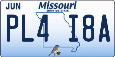 MO license plate PL4I8A