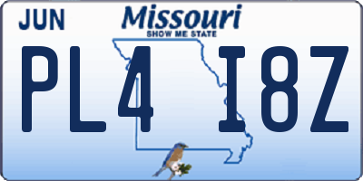 MO license plate PL4I8Z