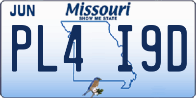 MO license plate PL4I9D