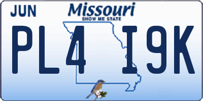 MO license plate PL4I9K