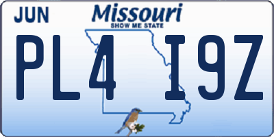 MO license plate PL4I9Z