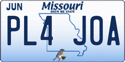 MO license plate PL4J0A
