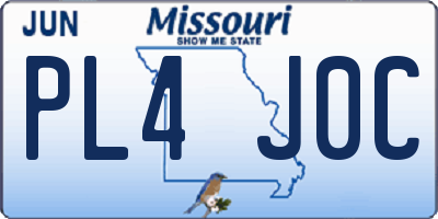 MO license plate PL4J0C
