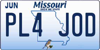 MO license plate PL4J0D
