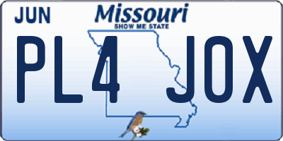 MO license plate PL4J0X