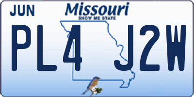 MO license plate PL4J2W