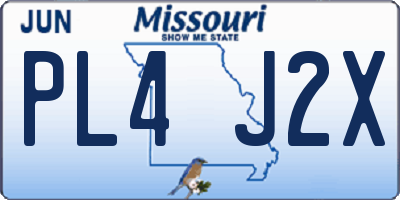 MO license plate PL4J2X