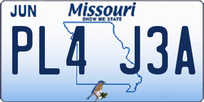 MO license plate PL4J3A