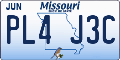 MO license plate PL4J3C