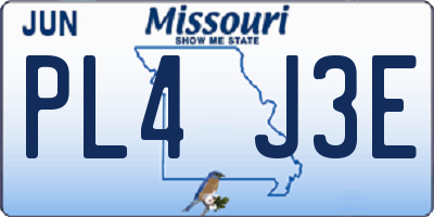 MO license plate PL4J3E