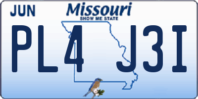 MO license plate PL4J3I