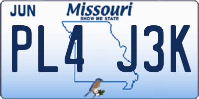 MO license plate PL4J3K