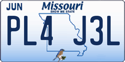 MO license plate PL4J3L