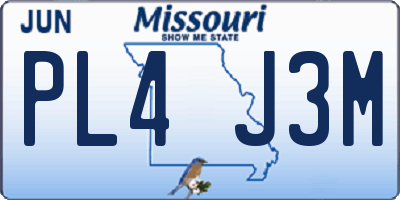 MO license plate PL4J3M