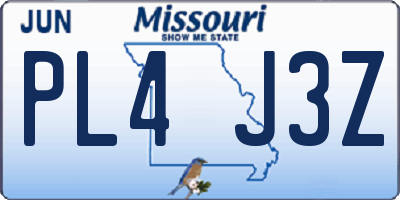 MO license plate PL4J3Z