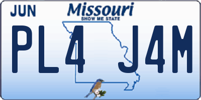 MO license plate PL4J4M