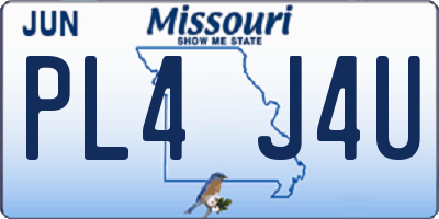 MO license plate PL4J4U