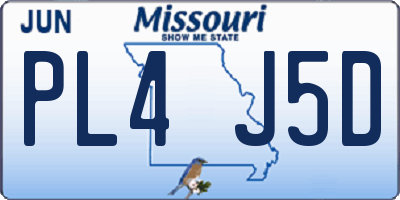 MO license plate PL4J5D