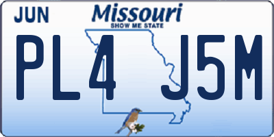 MO license plate PL4J5M