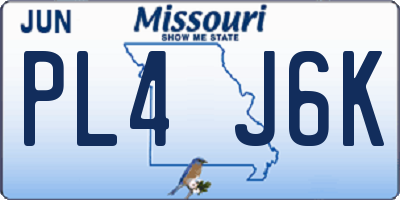 MO license plate PL4J6K