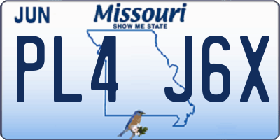 MO license plate PL4J6X