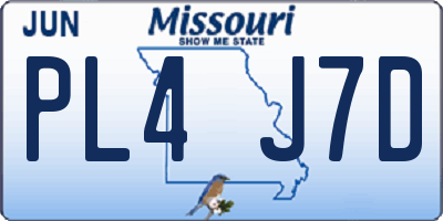 MO license plate PL4J7D