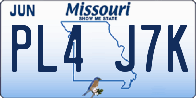 MO license plate PL4J7K