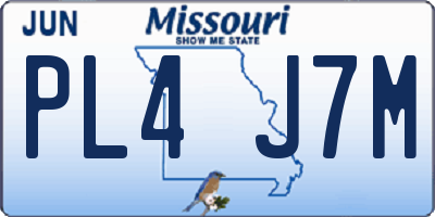 MO license plate PL4J7M
