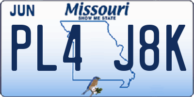 MO license plate PL4J8K