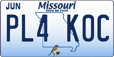 MO license plate PL4K0C