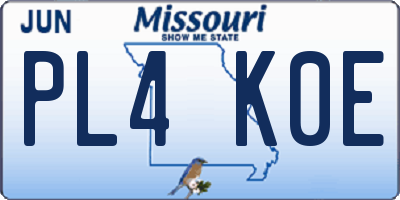 MO license plate PL4K0E
