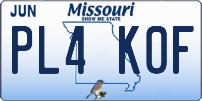 MO license plate PL4K0F
