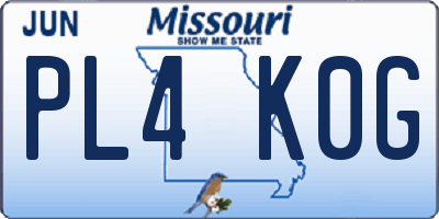 MO license plate PL4K0G